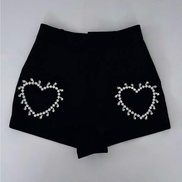 AREA Crystal Heart Cutout Short in Black Sz 0 XS - Picture 4 of 15